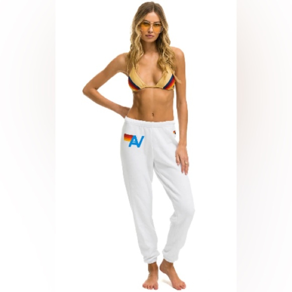 NWT Aviator Nation LOGO SWEATPANTS - WHITE